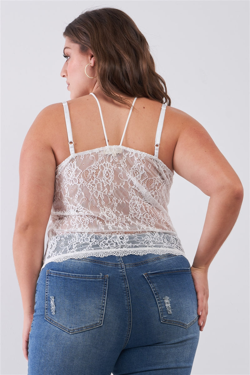 Ärmelloses Bustier-Top mit Neckholderdetail aus transparenter Spitze in Übergröße