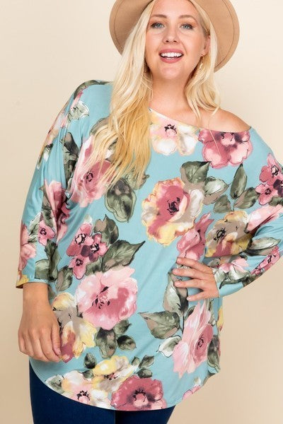 Haut Mode Venezia Une Epaule Imprimé Floral de Grande Taille