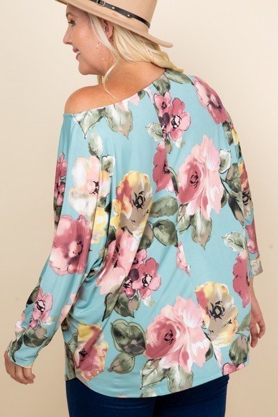 Plus Size Floral Printed Venezia One Shoulder Fashion Top