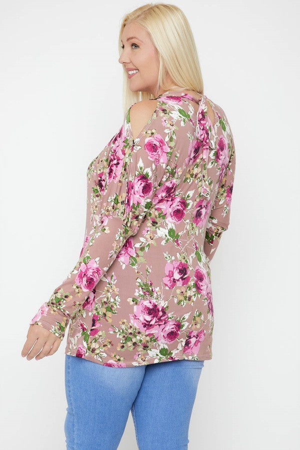 Schmeichelhaftes Top mit Blumendruck und Cut-Out-Details