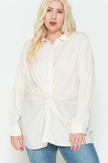 Chemise oversize en satin avec nœud torsadé