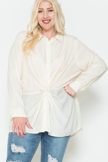 Chemise oversize en satin avec nœud torsadé