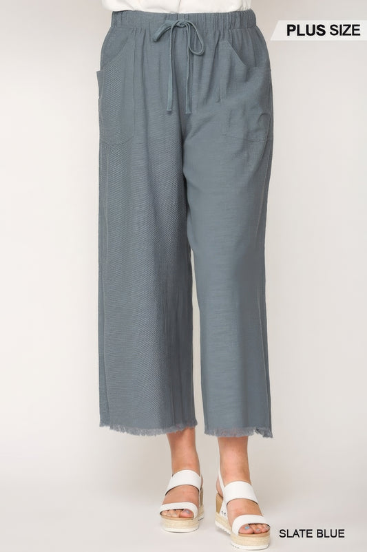 Pantalon large effiloché avec poches