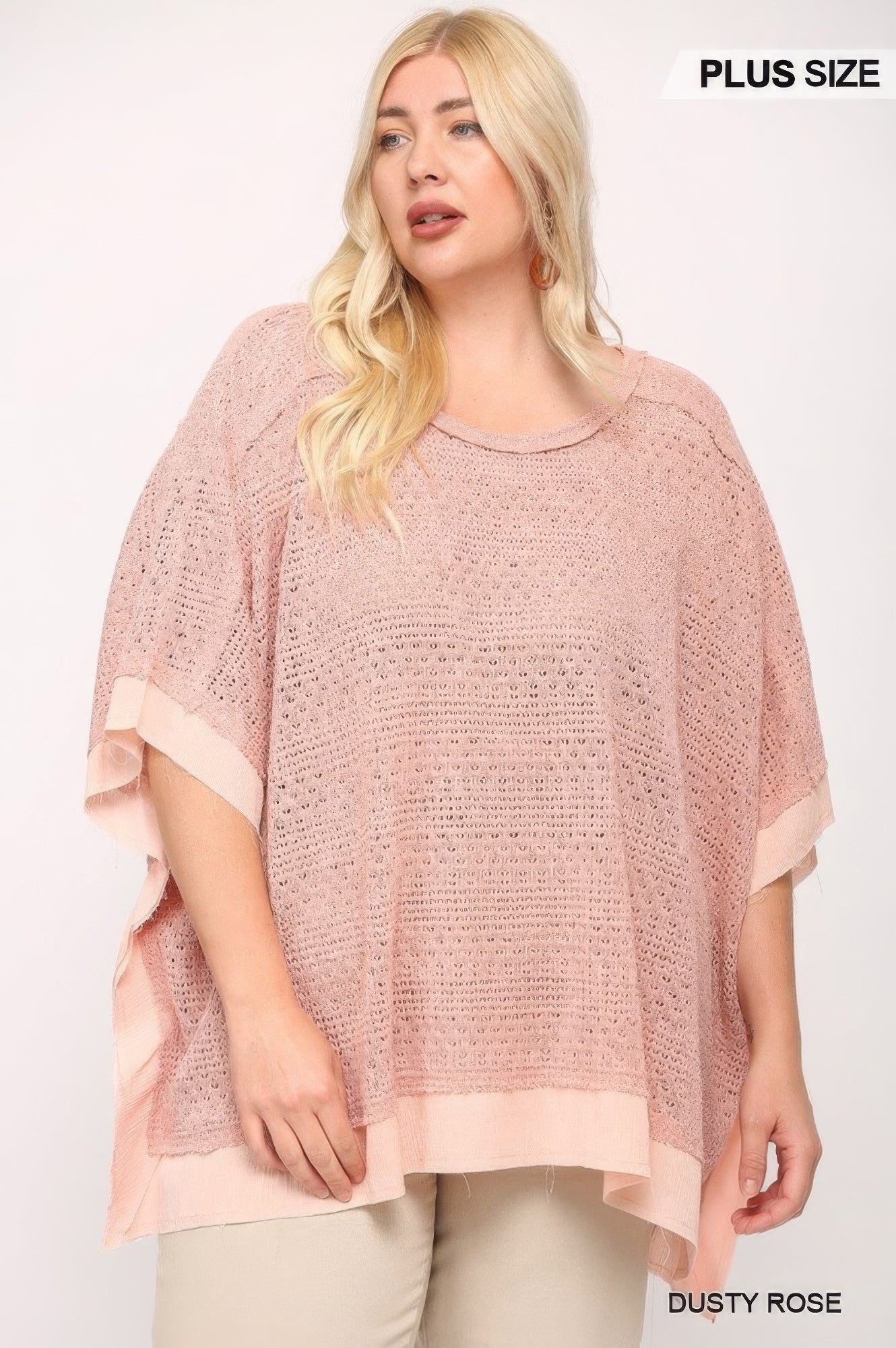 Haut boxy mixte en tricot léger et tissé avec manches poncho