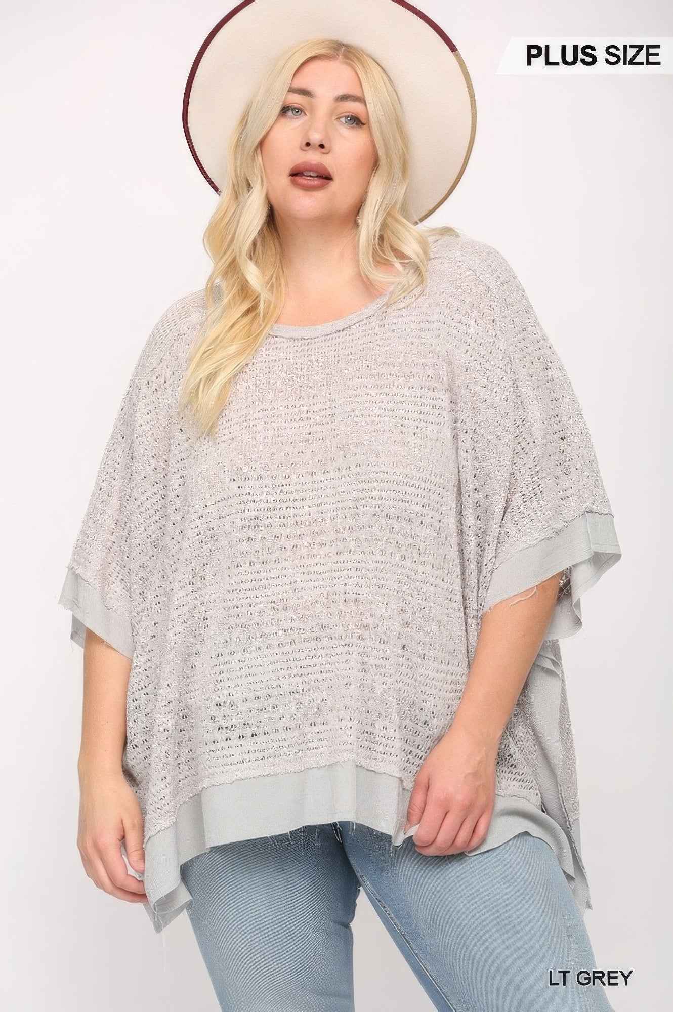 Haut boxy mixte en tricot léger et tissé avec manches poncho