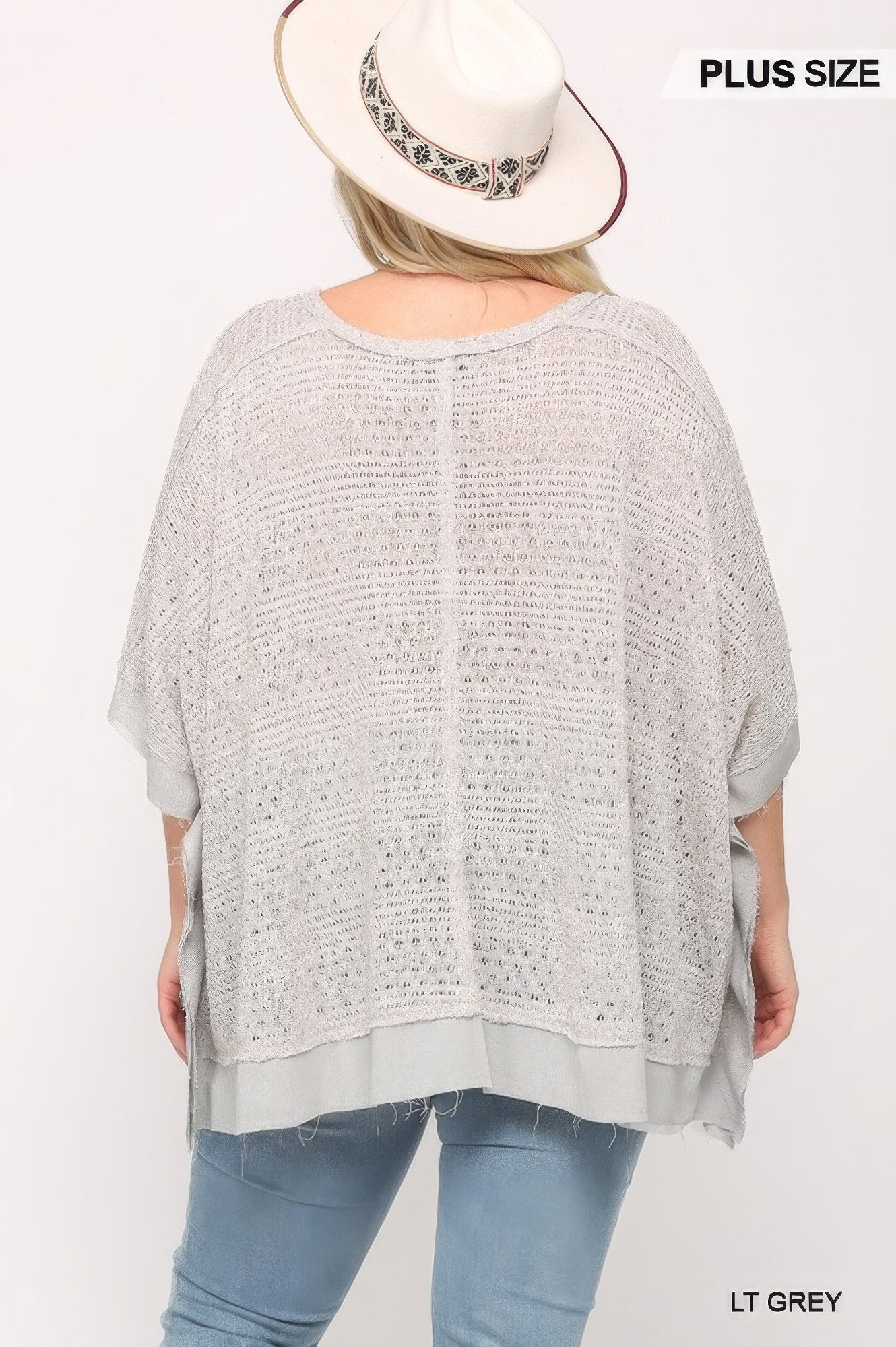 Haut boxy mixte en tricot léger et tissé avec manches poncho