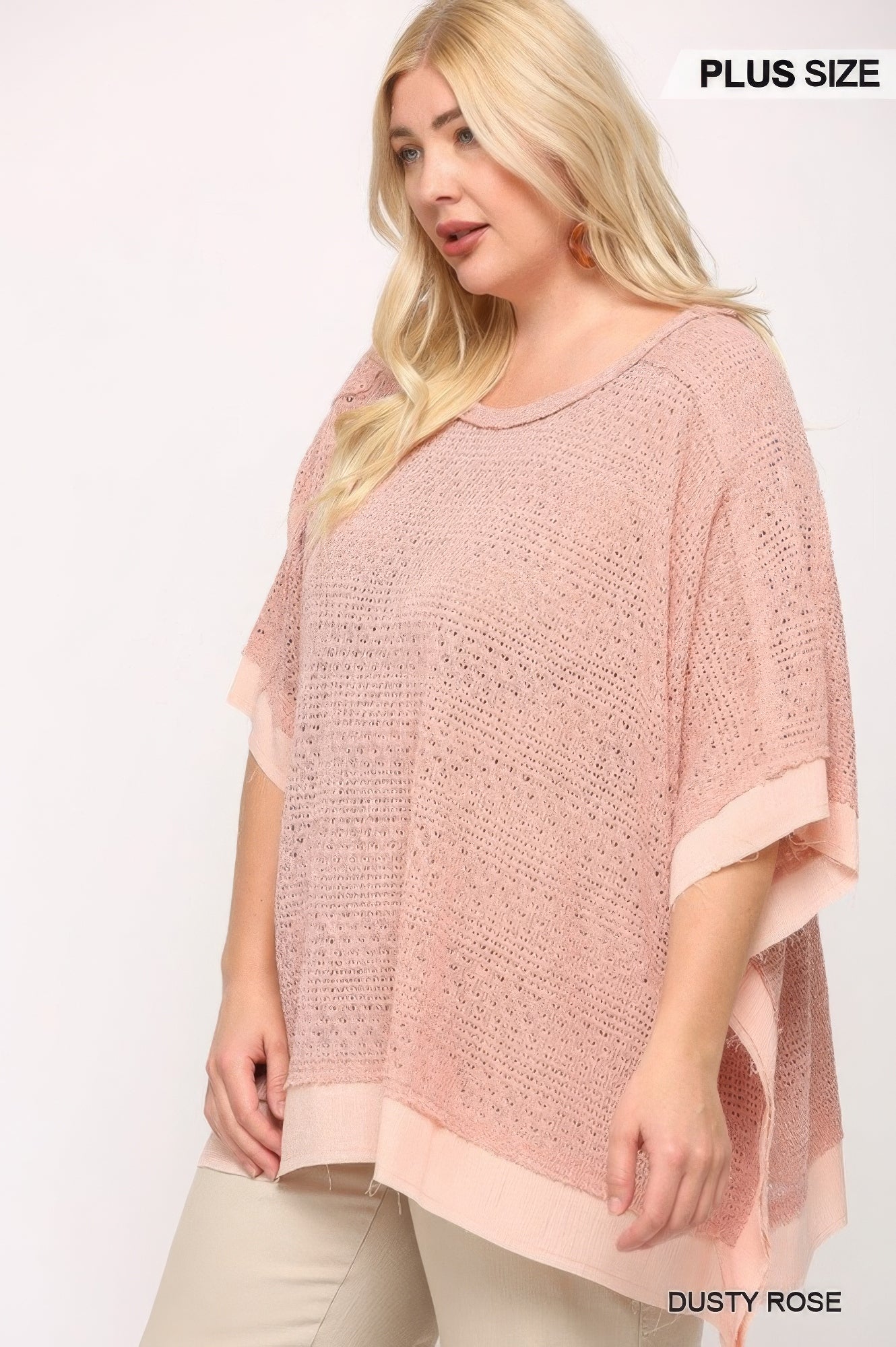 Haut boxy mixte en tricot léger et tissé avec manches poncho