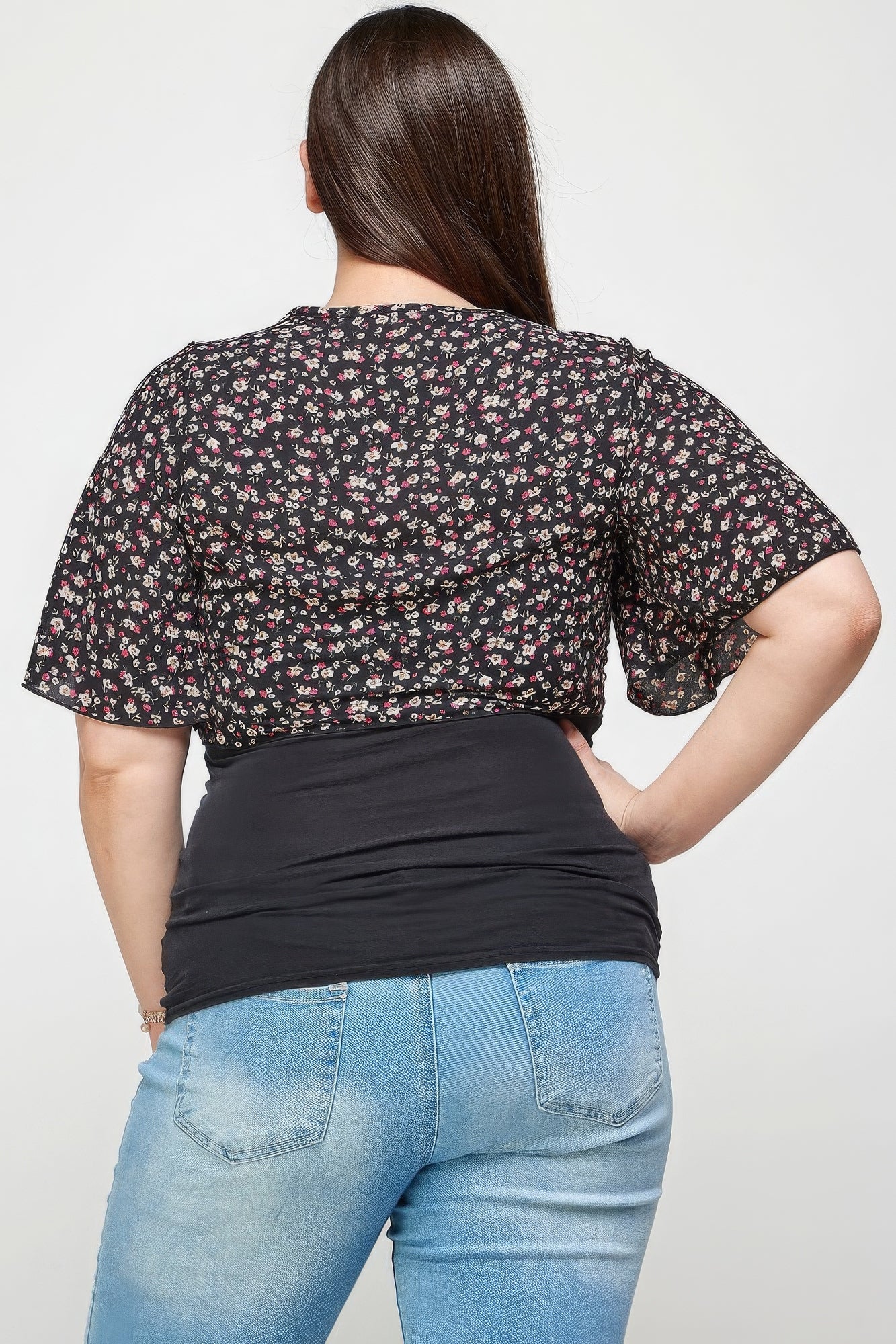 Cardigan Boléro Court à Imprimé Floral de Grande Taille