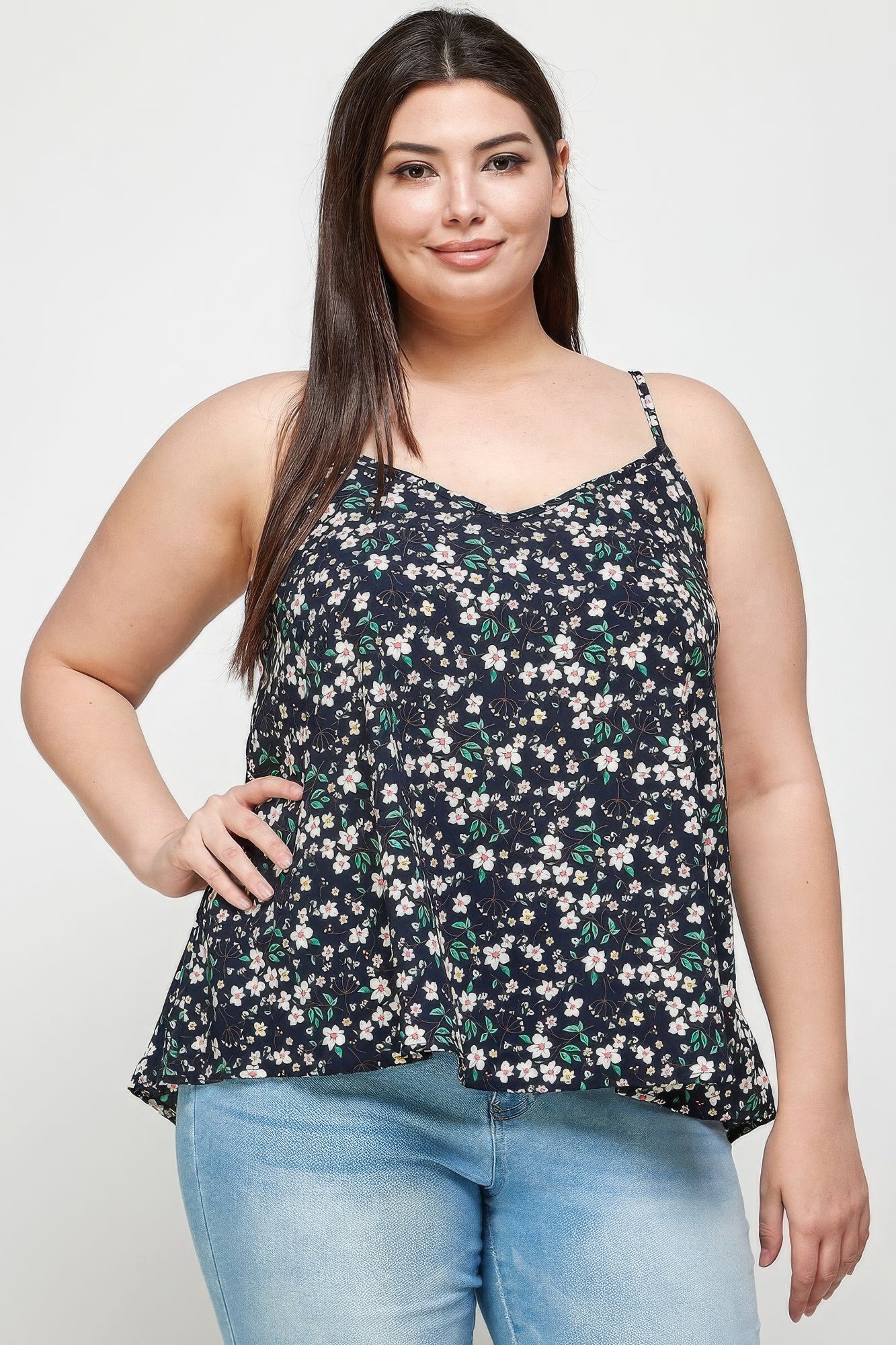 Camisole-Oberteil mit kleinem Blumenmuster in Übergröße