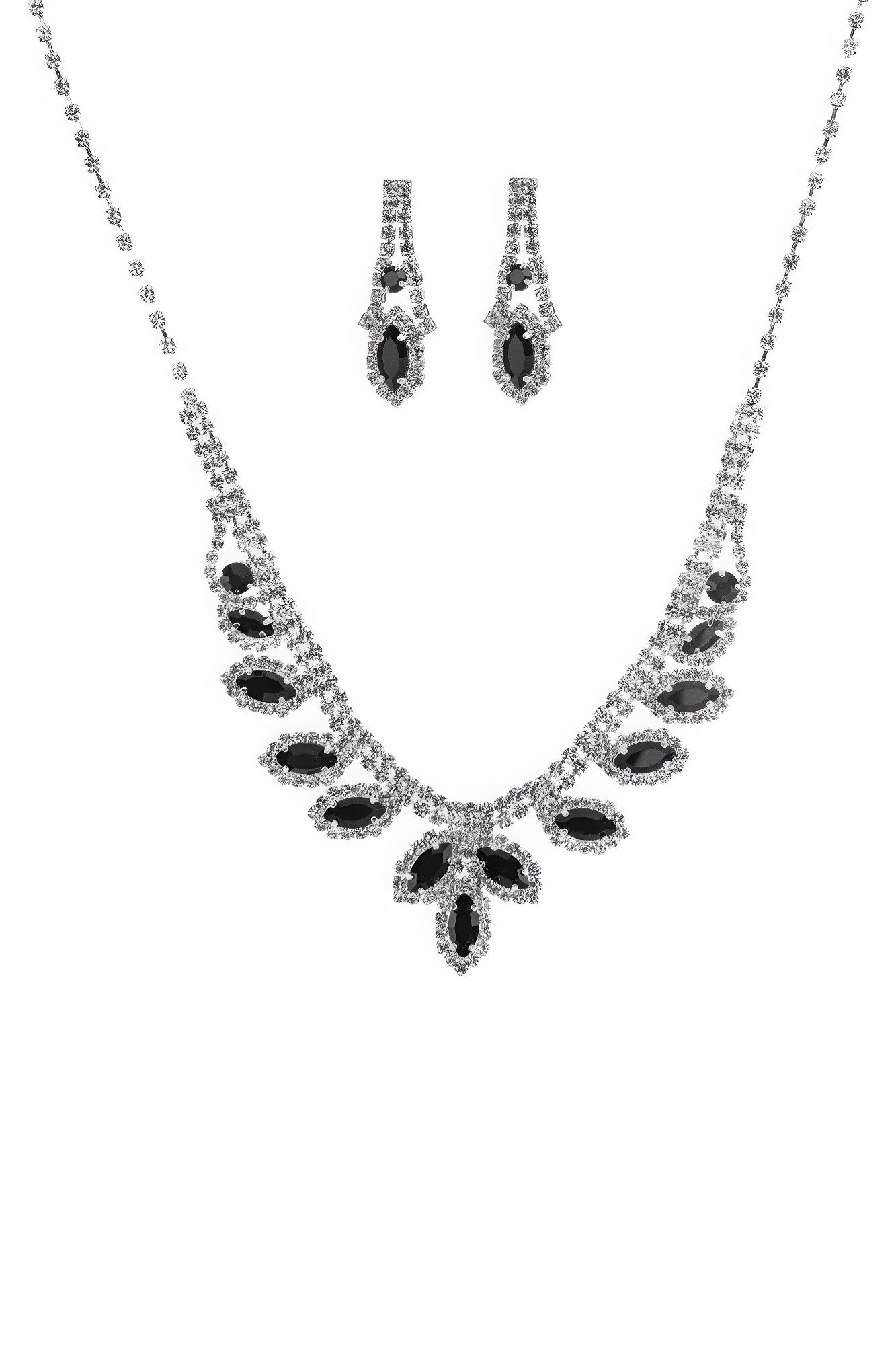 Ensemble collier et boucles d'oreilles de mariage marquise en strass