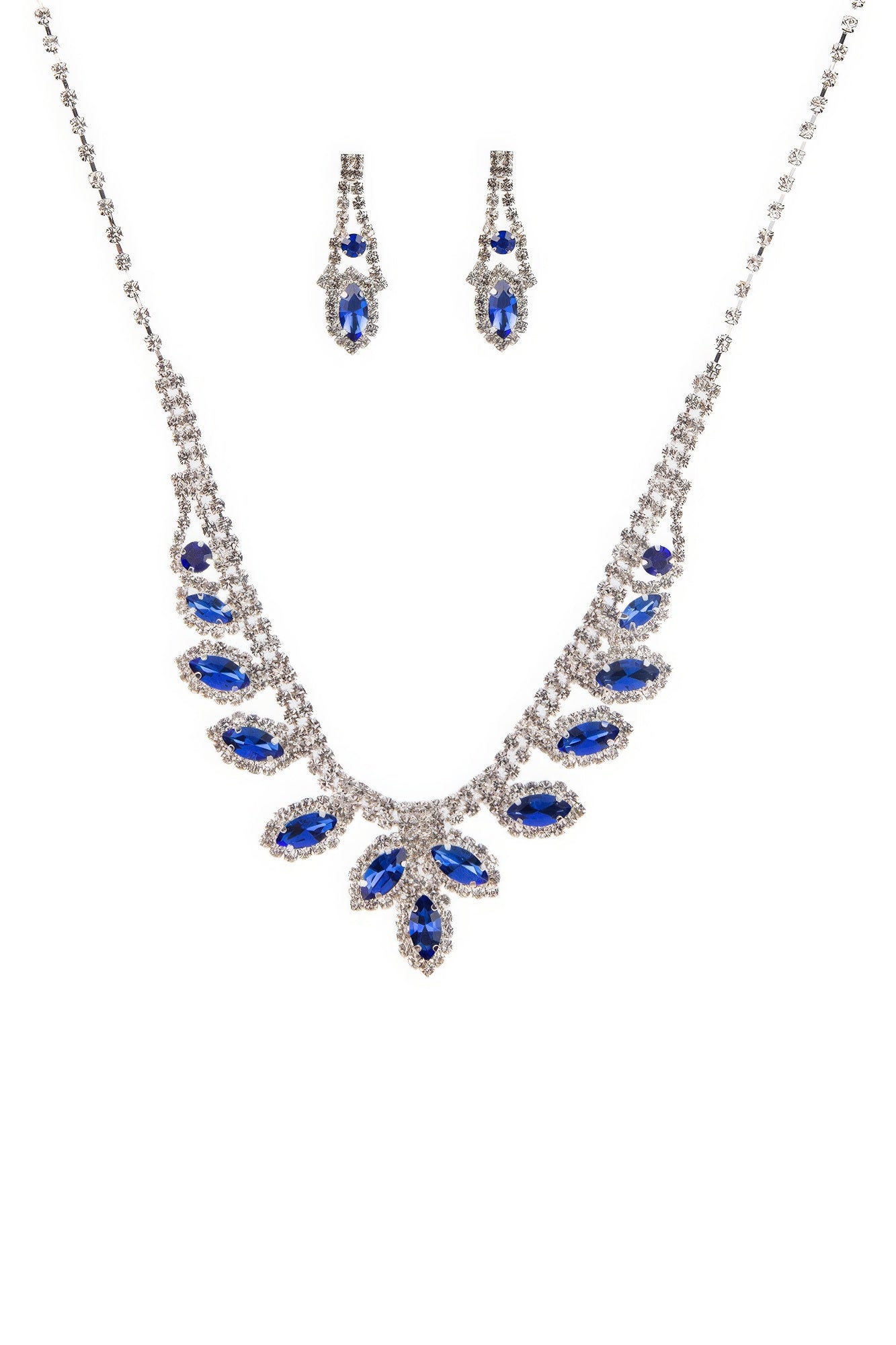 Ensemble collier et boucles d'oreilles de mariage marquise en strass