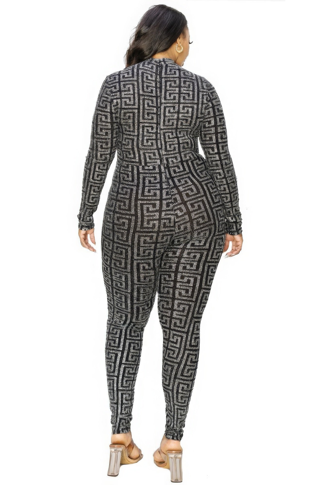 Plus Jumpsuit mit Glitzer-Print und geometrischem Muster