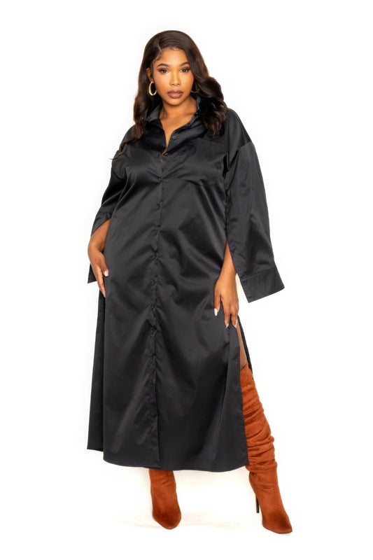 Robe chemise à manches cape