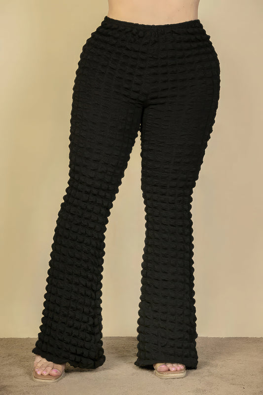 Pantalon Évasé en Tissu Bulle de Grande Taille