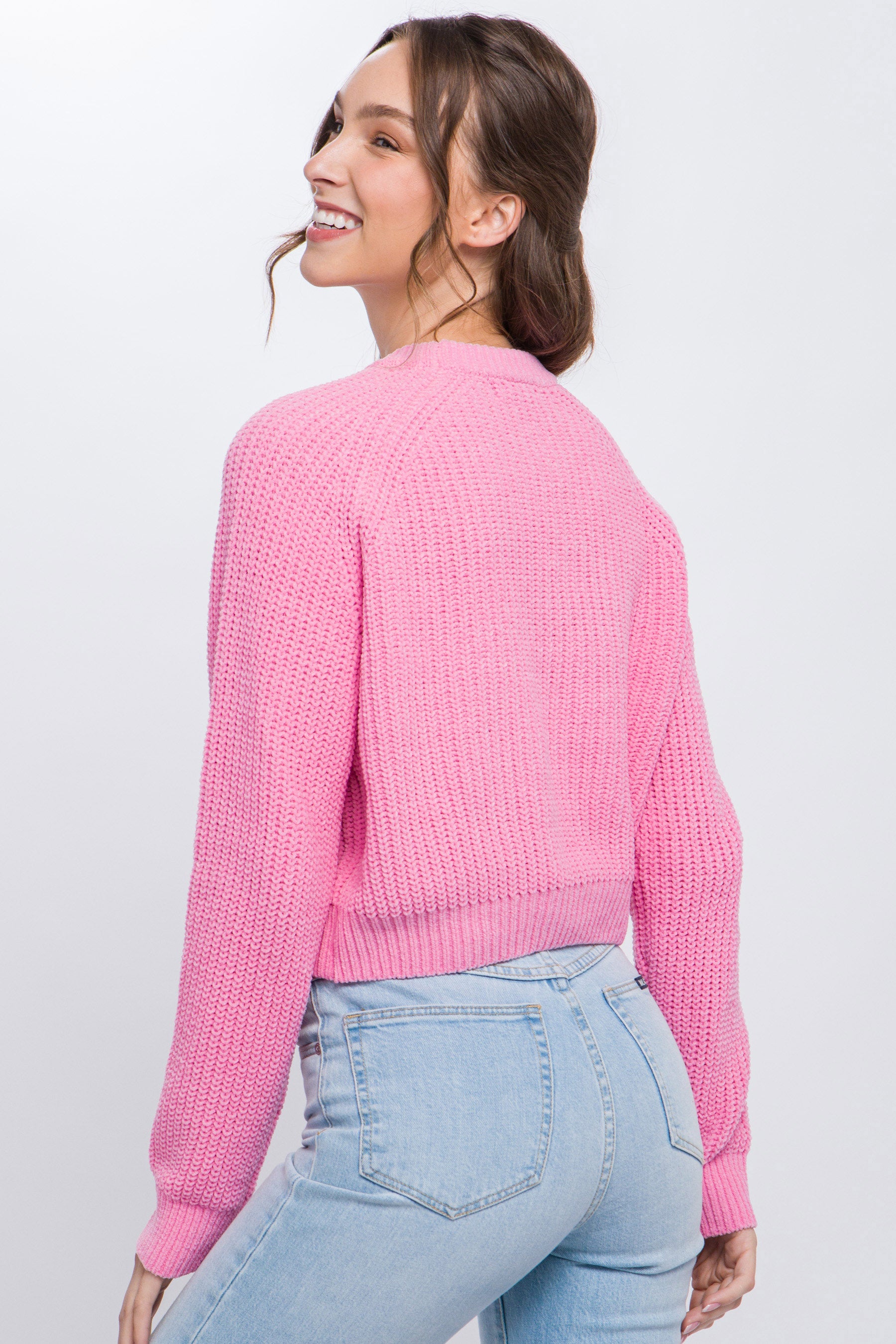 Knit Pullover Sweater With Cold Shoulder Detail.