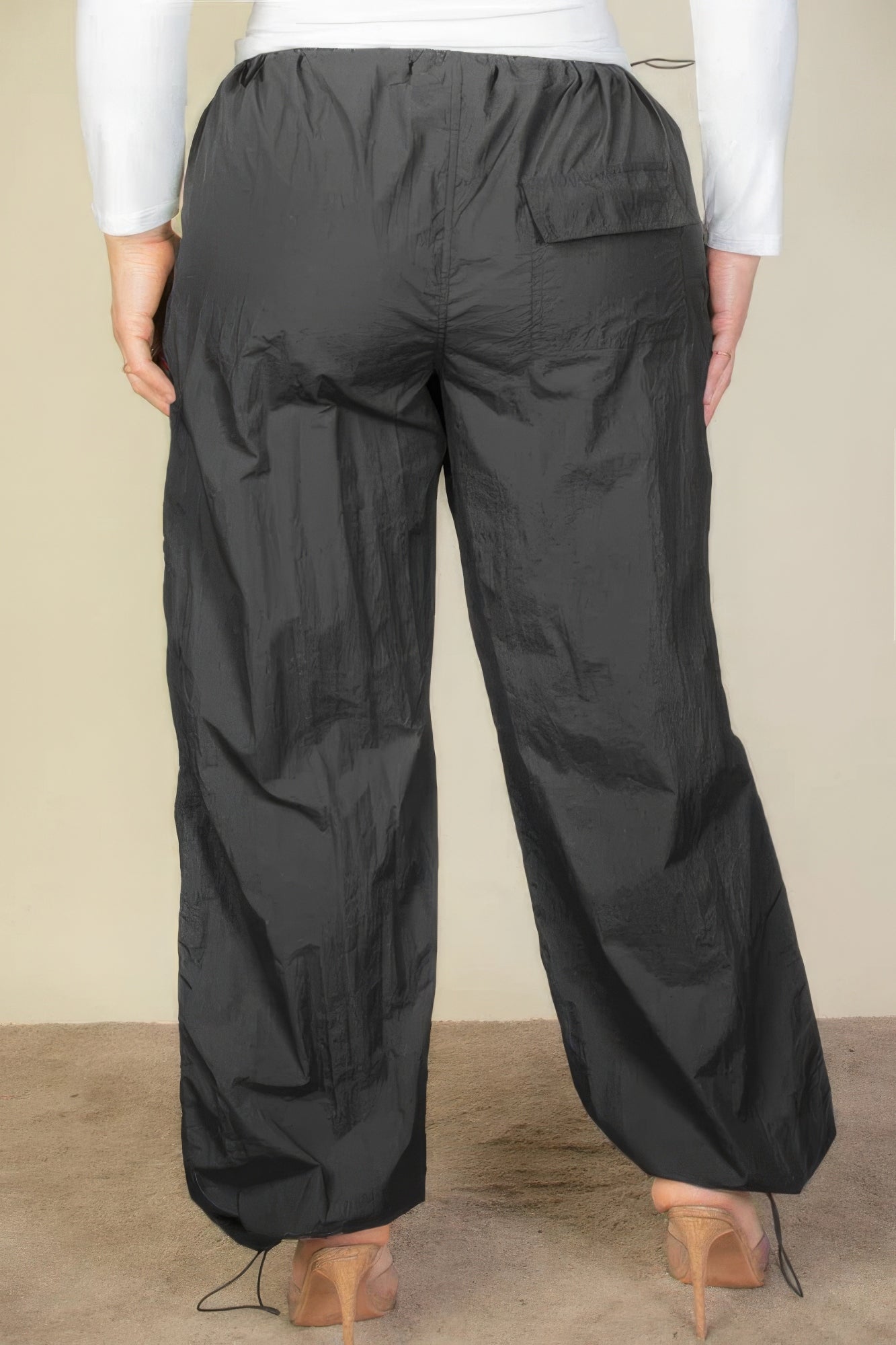 Pantalon Parachute à Taille Cordon de Grande Taille