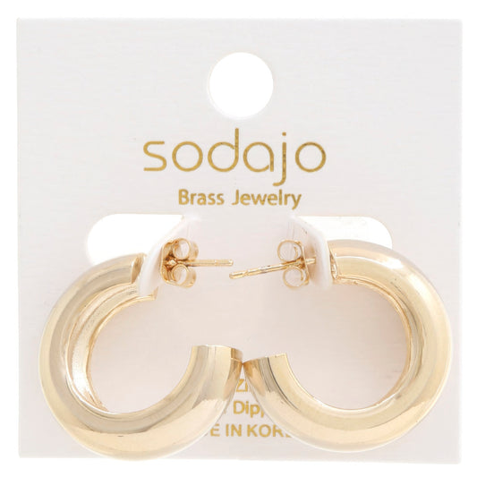 Sodajo Pipe Open Hoop Gold Dipped Earring